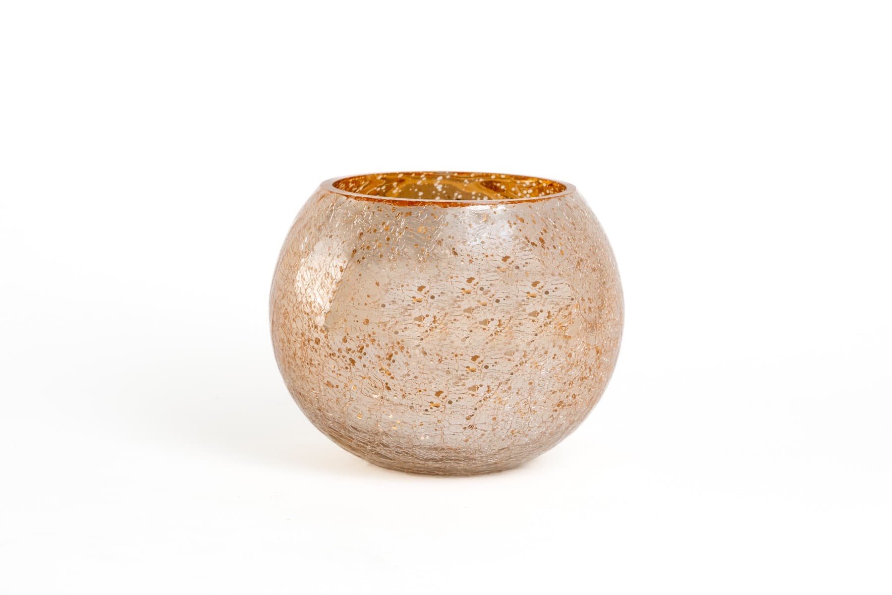 6" Copper Mercury Crackle Glass Bubble Bowl