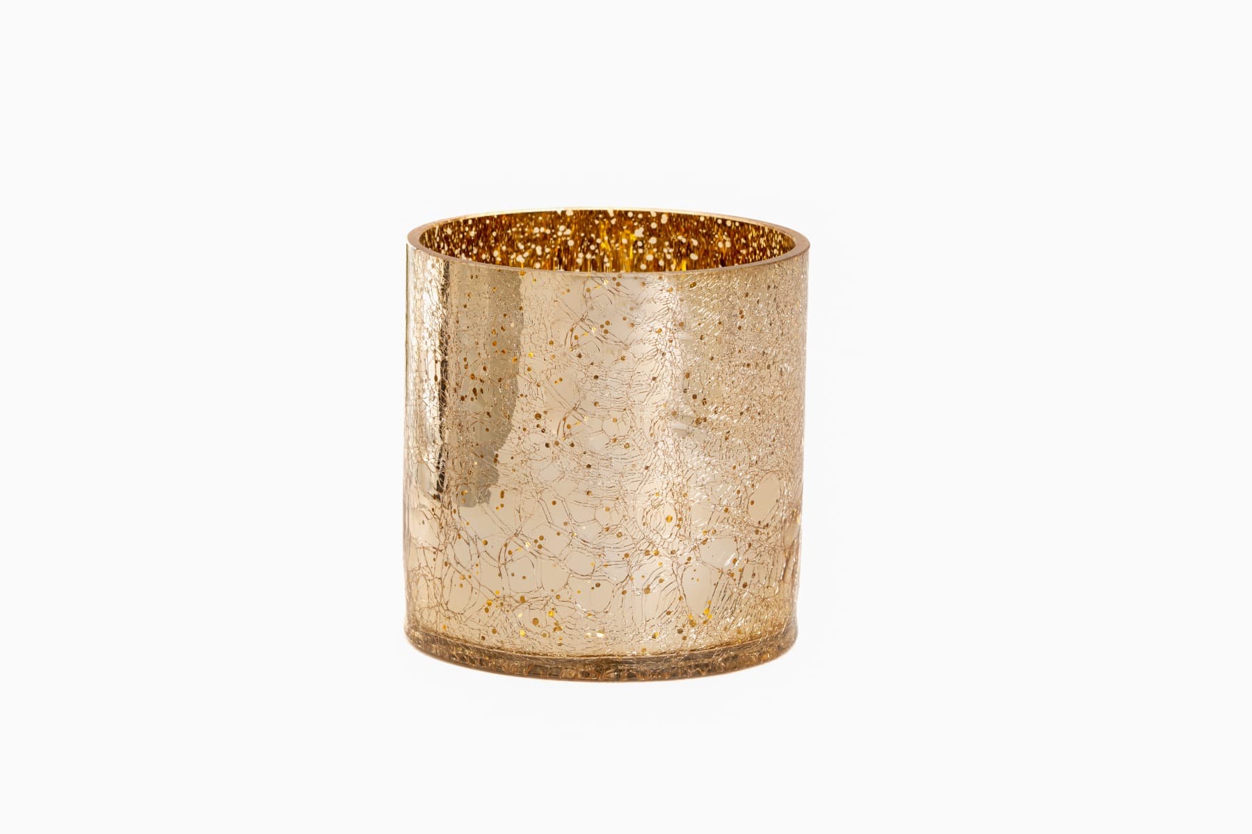 6" Mercury Gold Crackle Cylinder Glass Vase