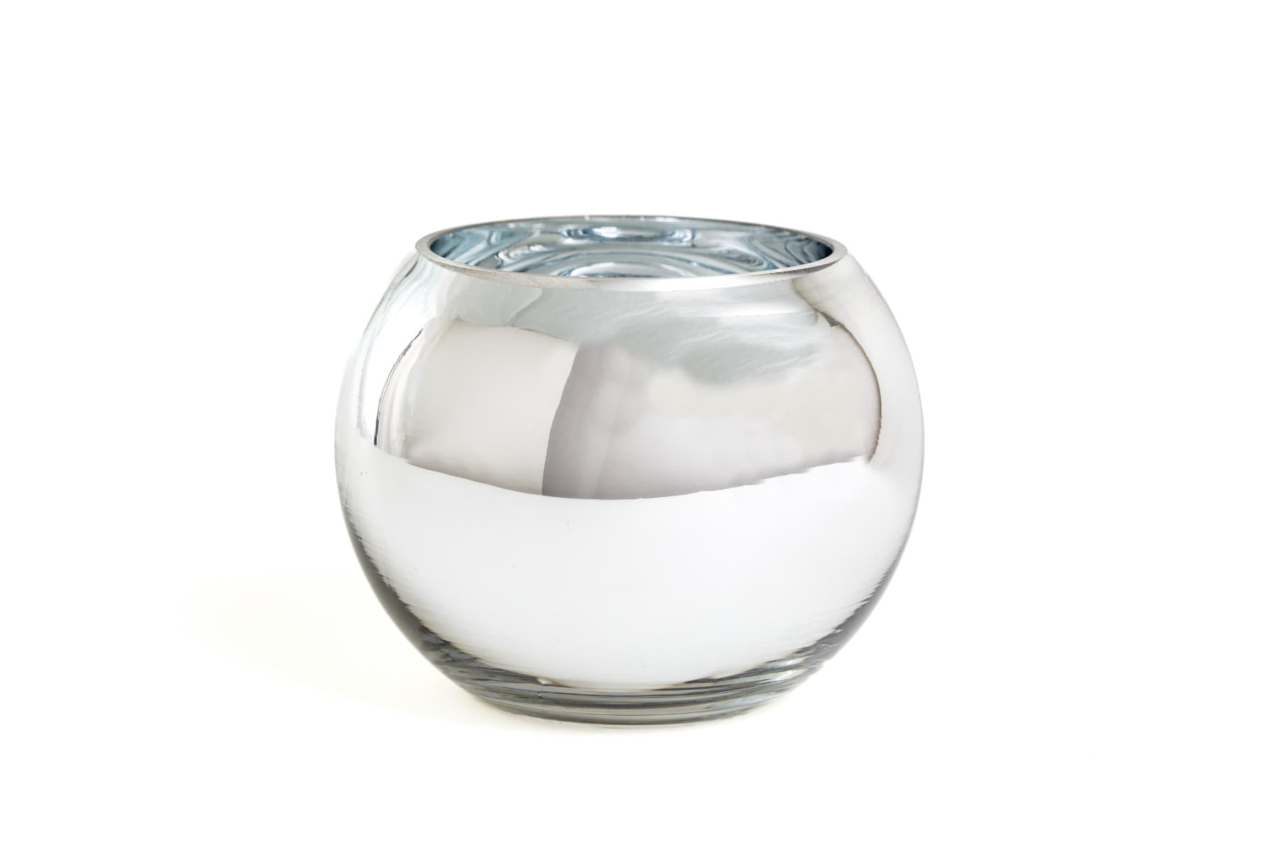 6" Silver Reflective Bubble Bowl Glass Vase