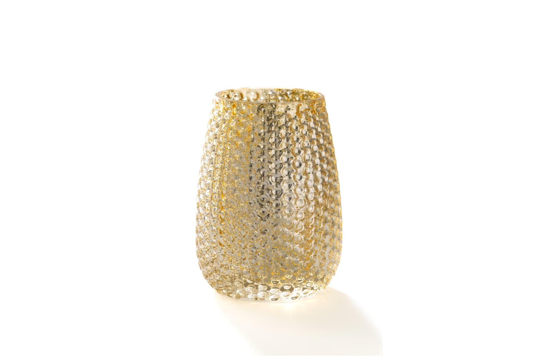 6" Champagne Gold Mercury Bubbled Glass Vase