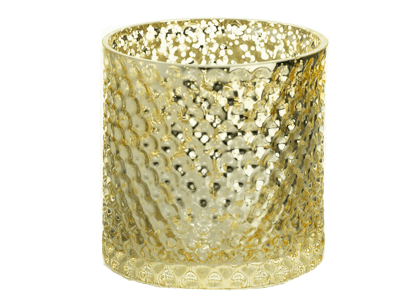 4 3/4" Hobnail Gold Mercury Glass Cylinder