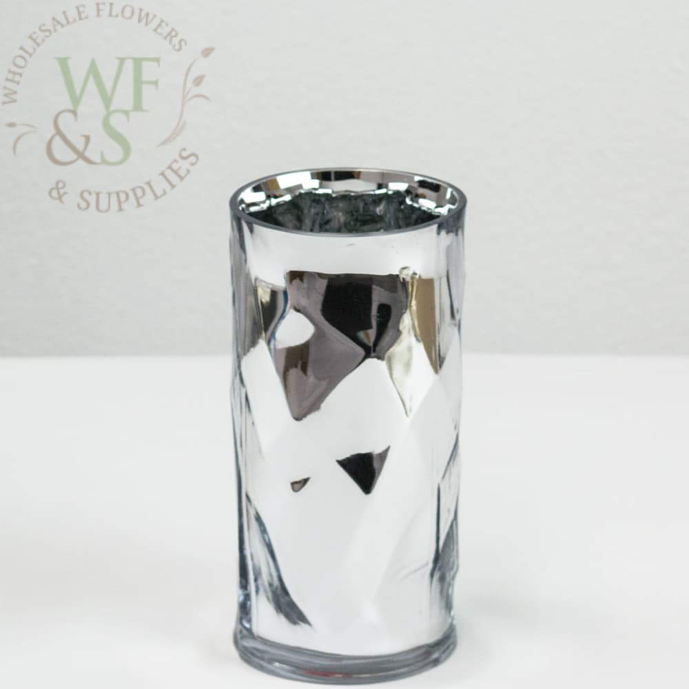 Mirror Glass Cylinder Vase  8" x 4"