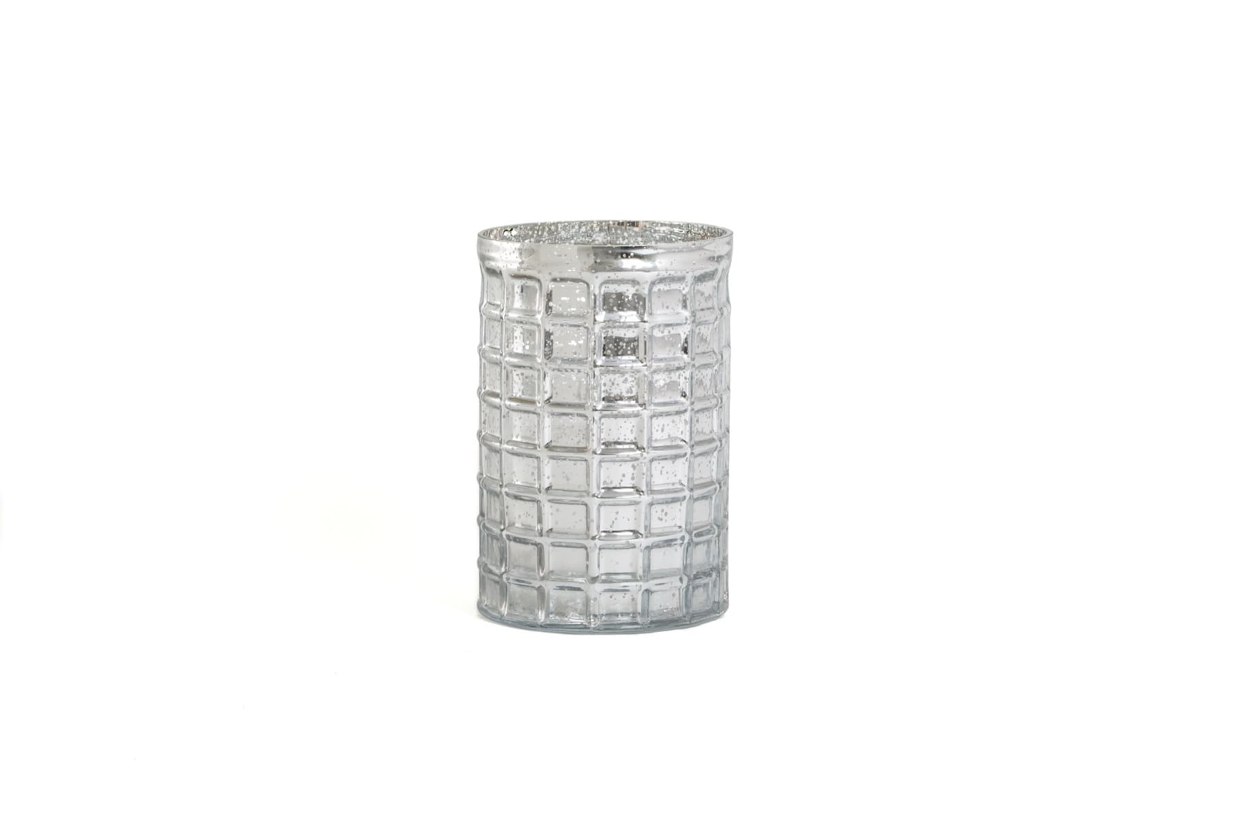 7 3/8" Silver Mercury Mosaic Glass Cylinder Vase