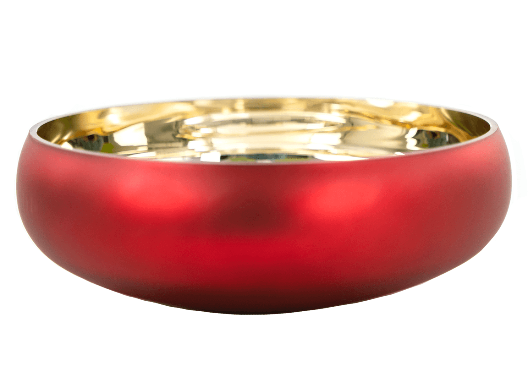 Lilly Bowl Vase - Satin Red and Gold