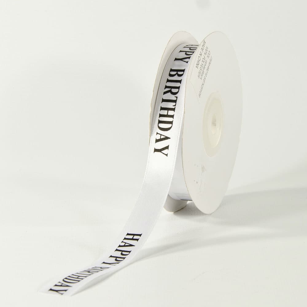 5/8" Wide Polyester Birthday Ribbon Collection White/Black H-BDay