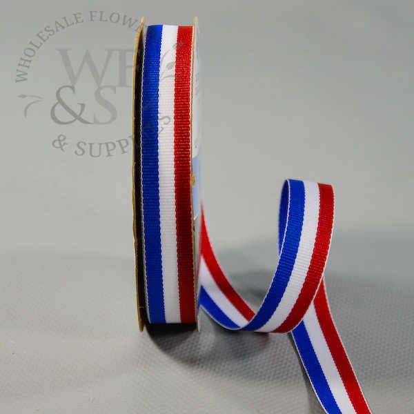 5/8 " Wide Tri-Color, Red, White and Blue Ribbon