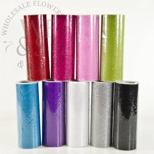 5¾" Glitter Tulle Spool Black