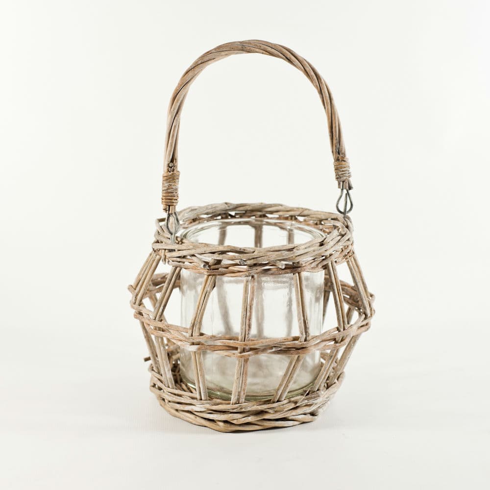 5" rattan candle holder