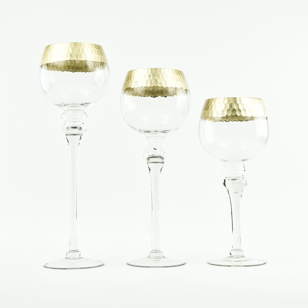 Set of 3 Pedestals - Gold Trim