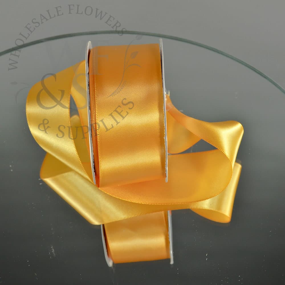 Single Face Poly-Satin Ribbon 1.5" Light gold