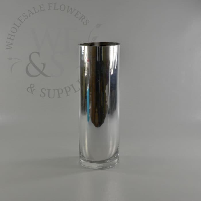 Mirrored Glass Cylinder Vase 11.75 x 4