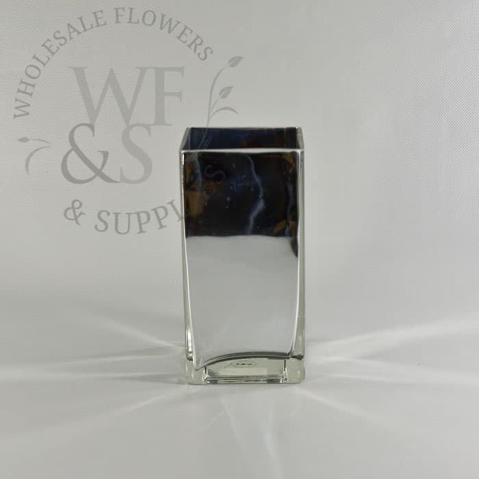 Mirrored Glass Square Tall Vase 8" x 4" x 4"
