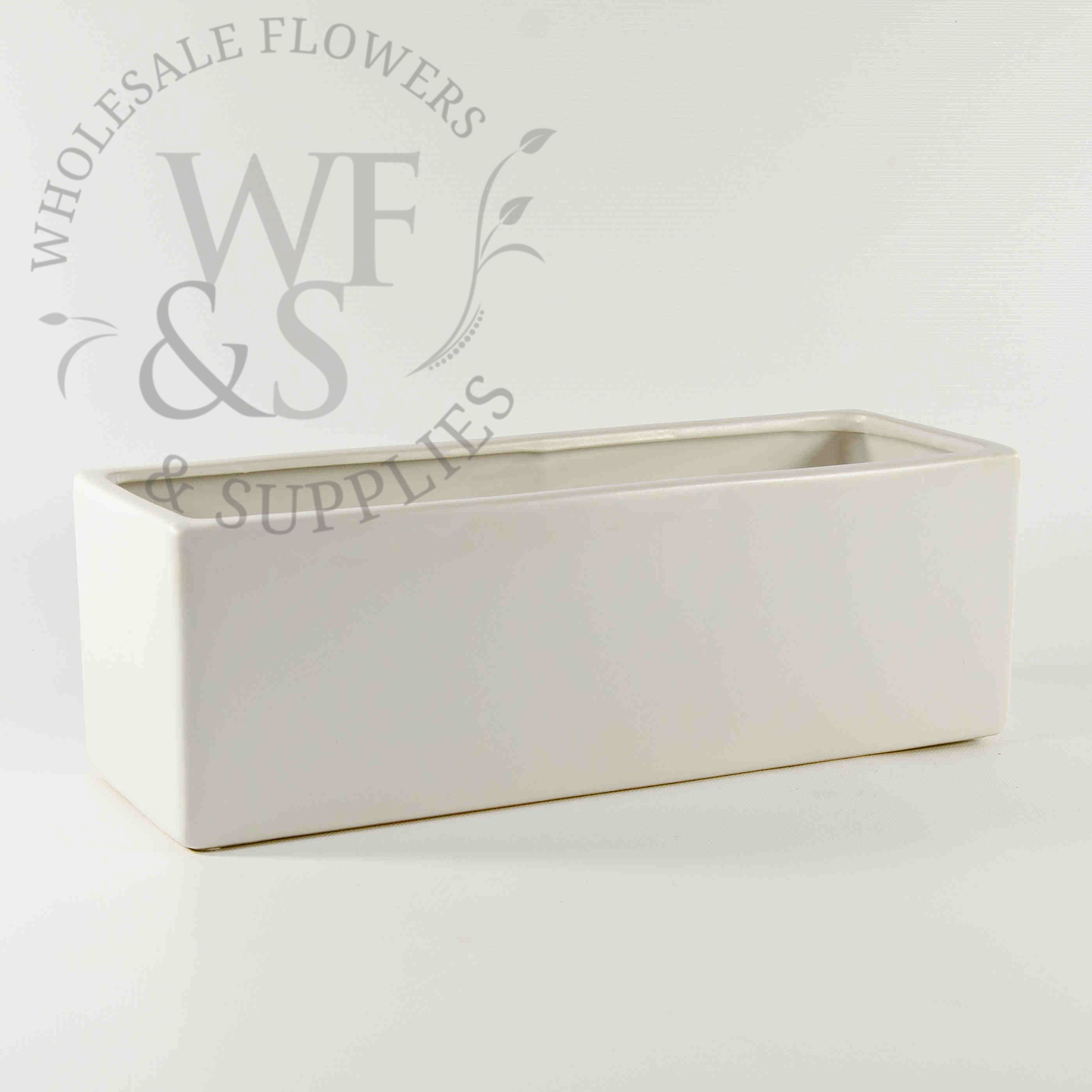 12" Matte Ceramic Rectangle Block Vase White