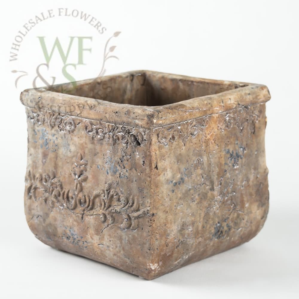 Weathered Clay Square Pot 6.5" Tall