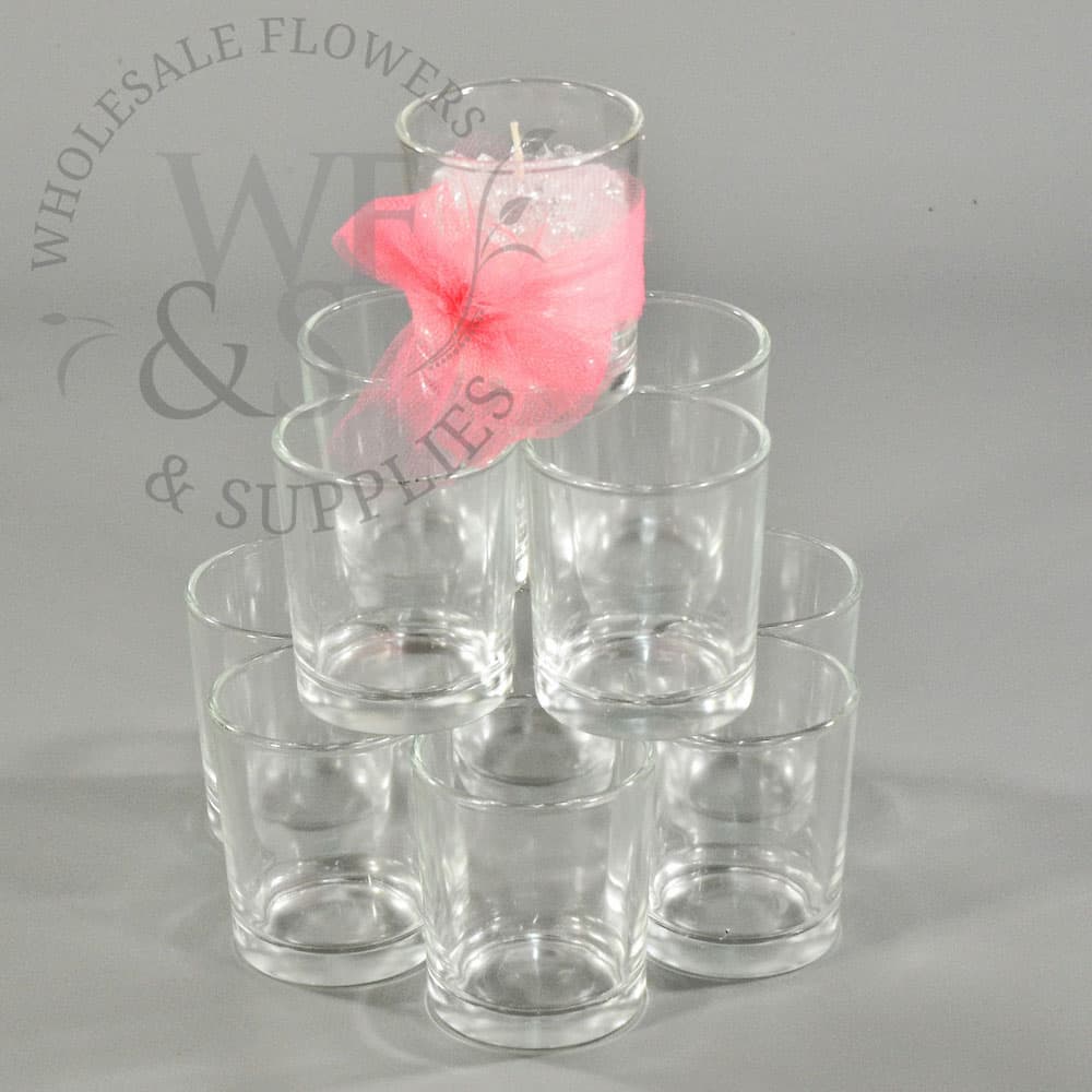 12- Pack Clear Glass Cylinder Votive Candle Holder