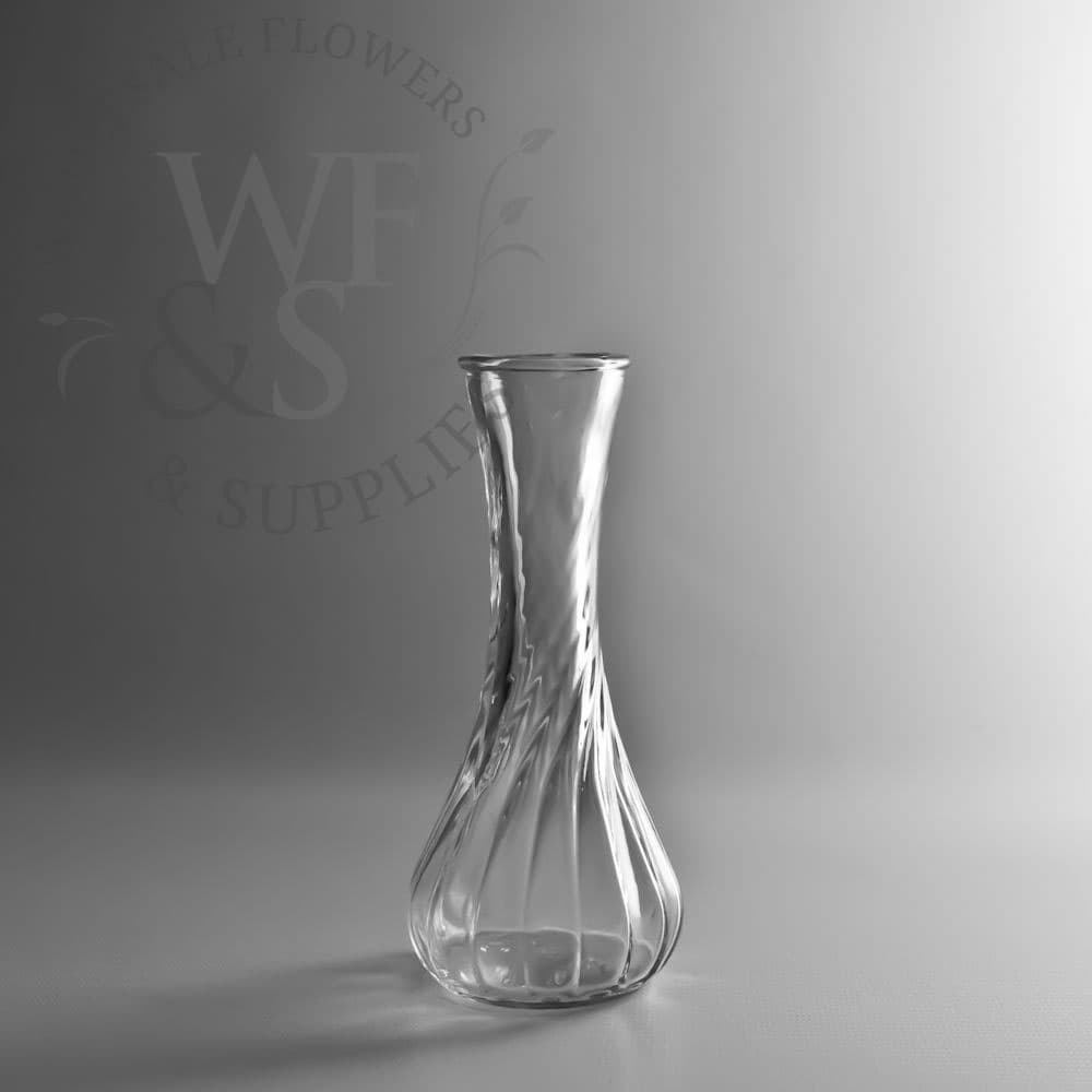 Swirled Ridge Glass Bud Vase