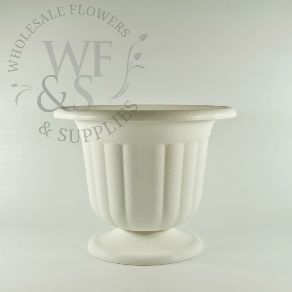 White Plastic Pedestal Urn - 9.5" Tall