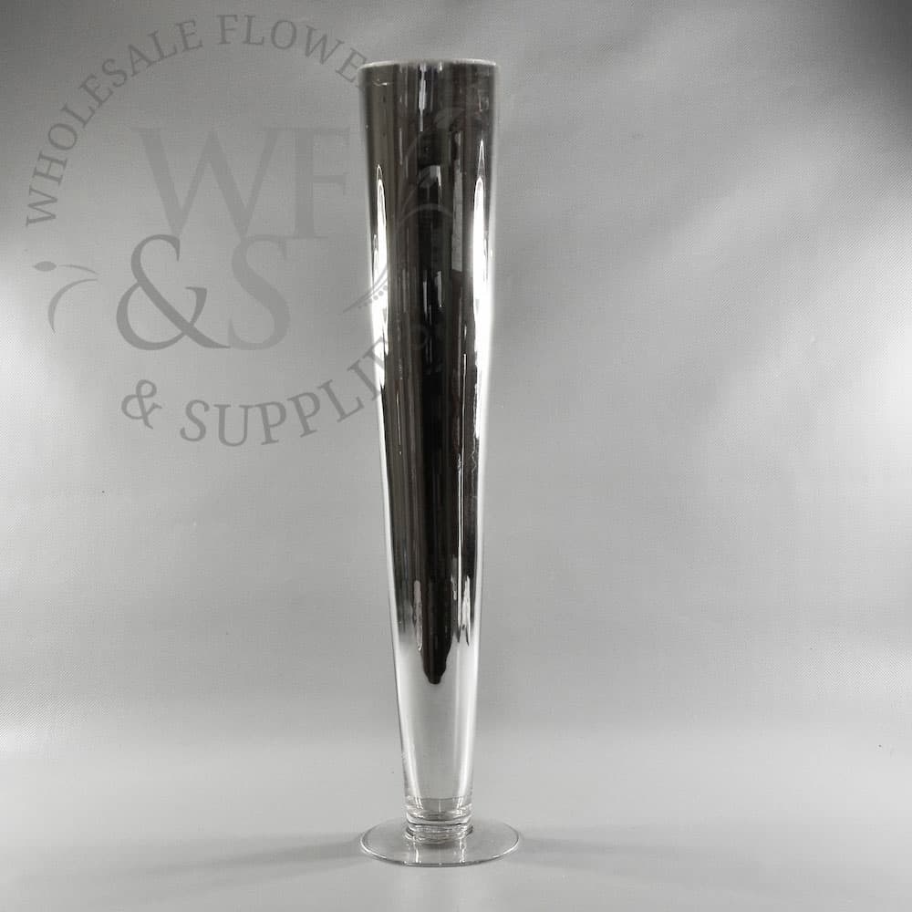 24" Mirrored Glass Pilsner Vase