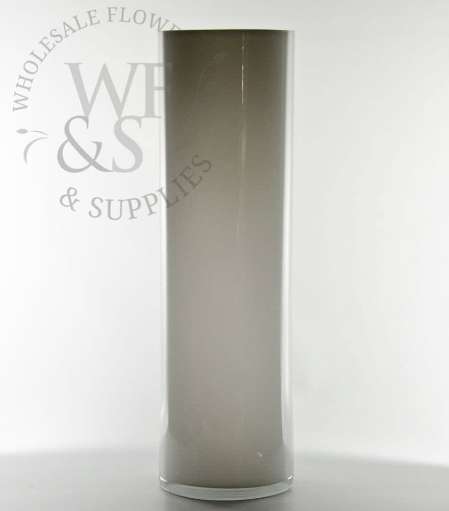 20 x 6 White Glass Cylinder Vase