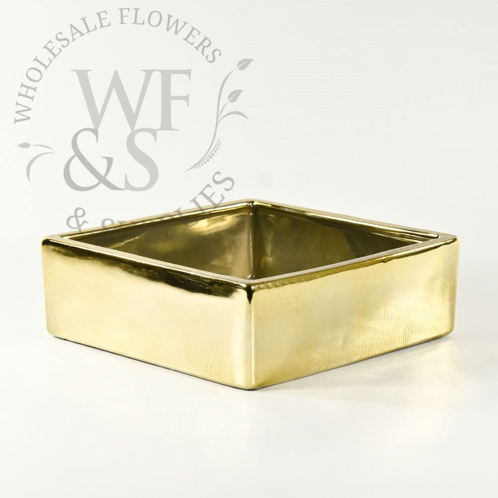 8¼" Gold Ceramic Dish Garden