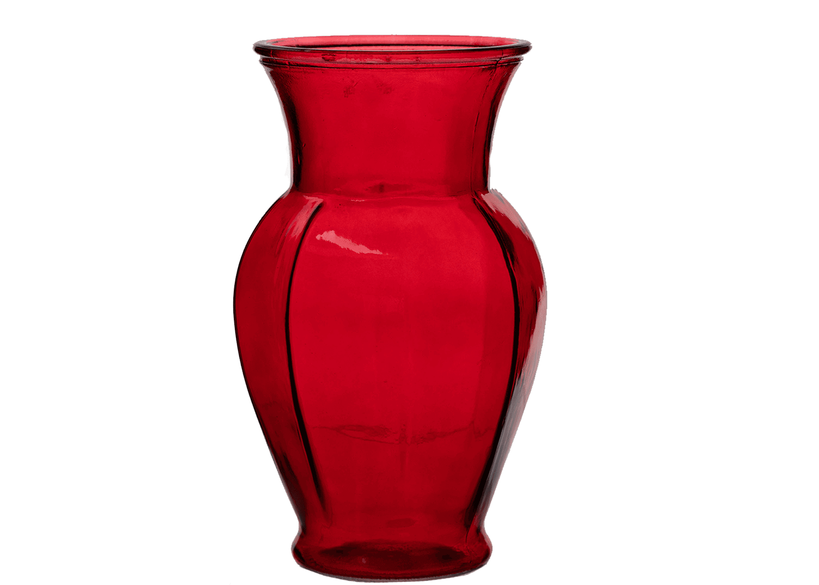  9" Classic Red Urn Glass Vase