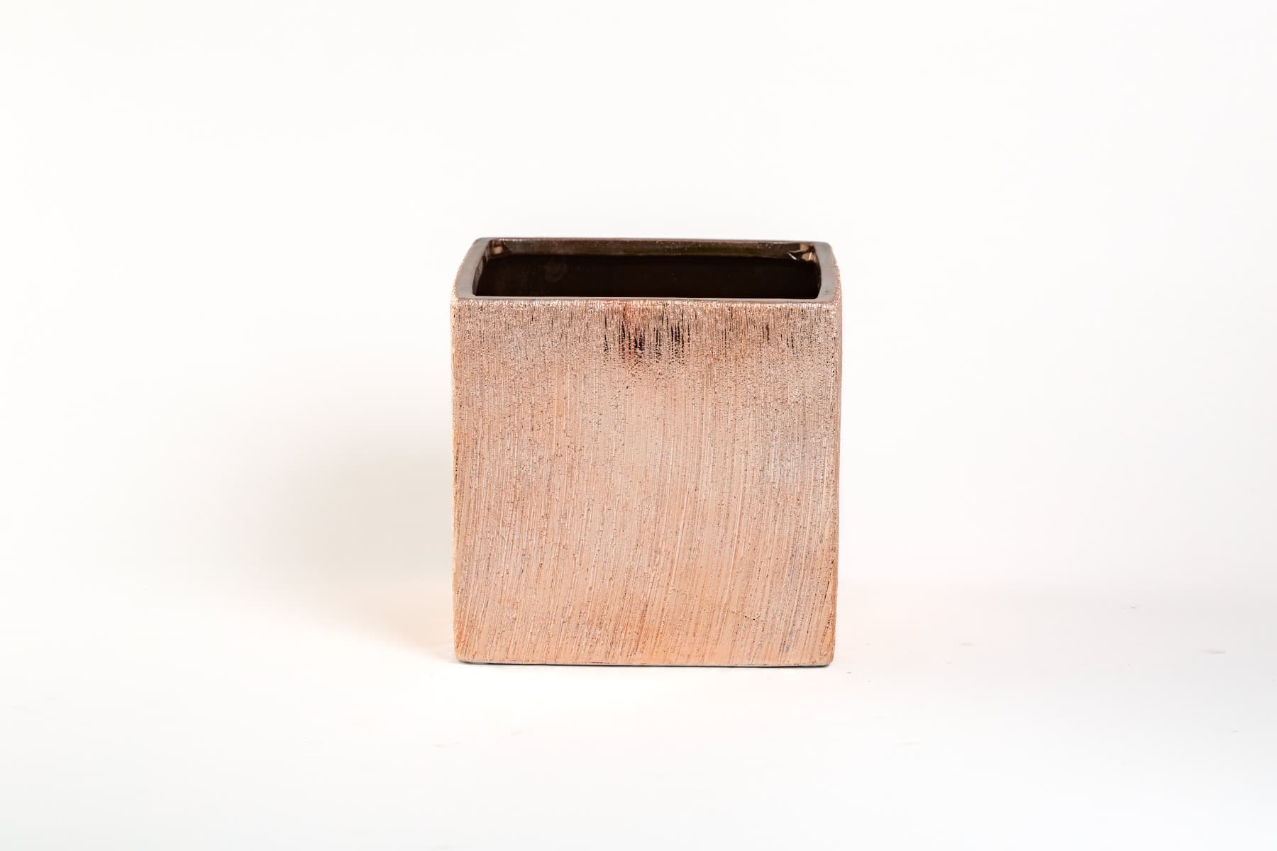 6.5" Pink Rose Gold Etched Ceramic Cube