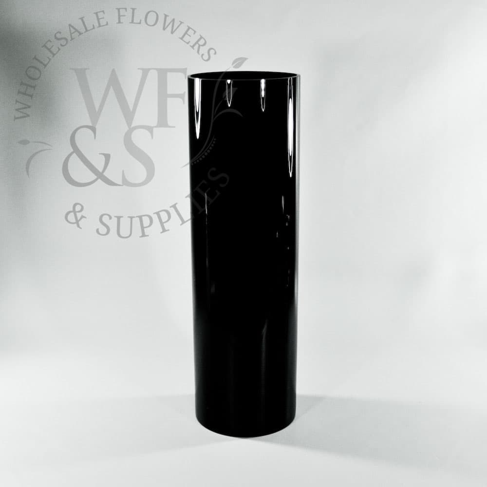 20 x 6 Black Glass Cylinder Vase