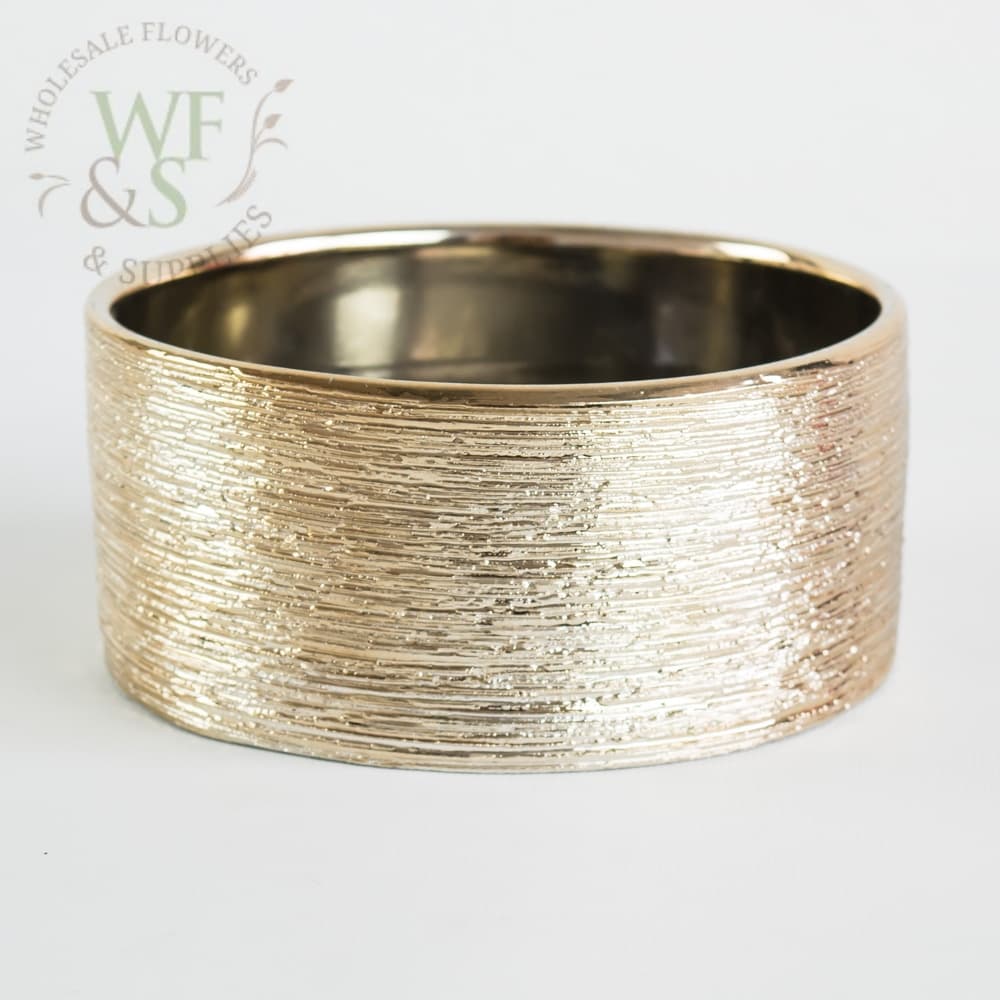 6.5" Etched Ceramic Gold Garden Dish