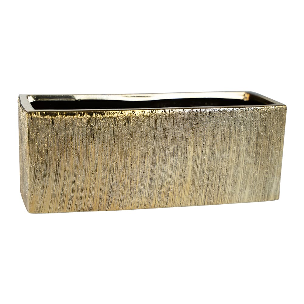 10"  Gold Etched Rectangle Ceramic Planter