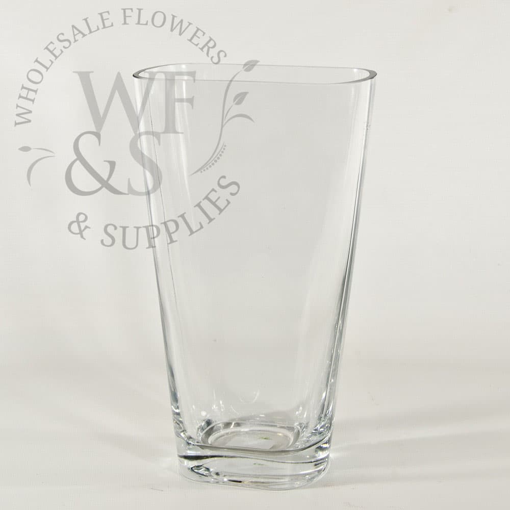 Oval Tapered Clear Glass Vase