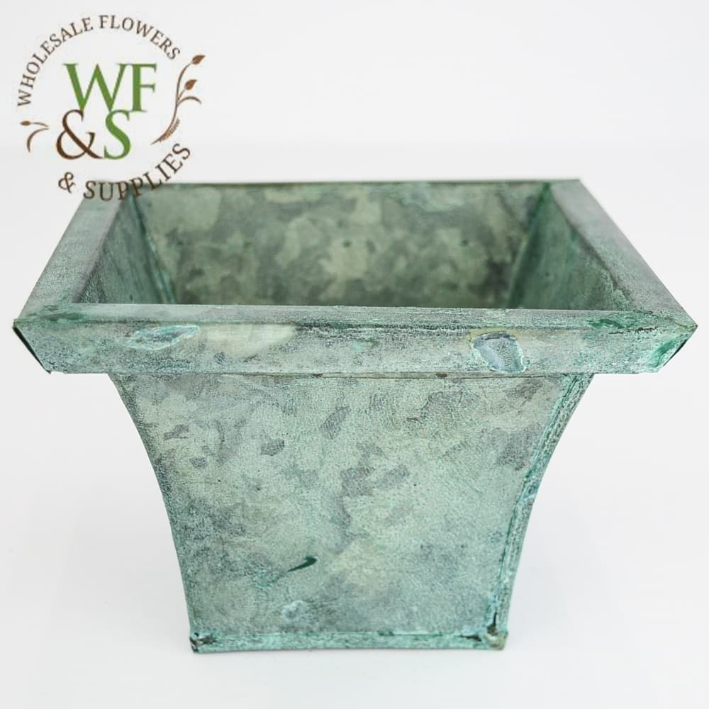 Metal Planter in Patina Blue Discontinued