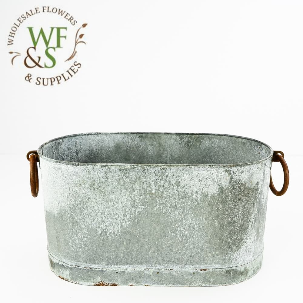Gray Zinc Oval Wash Metal Bucket