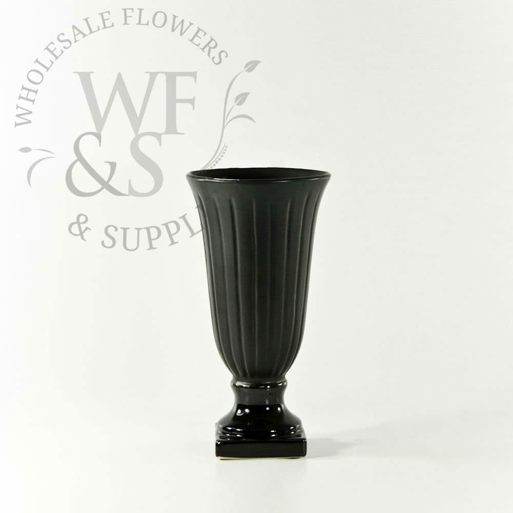 Tall Matte Black Ceramic Urn Small