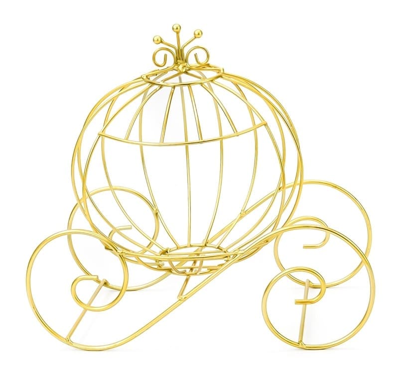 12" Gold Wire Pumpkin Coach Carriage Centerpiece