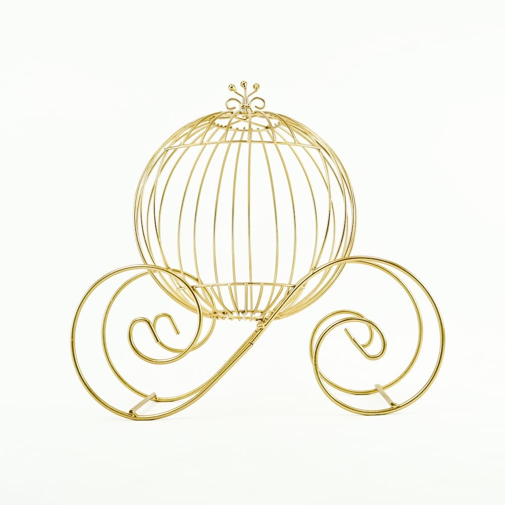 15" Gold Wire Pumpkin Coach Carriage Centerpiece