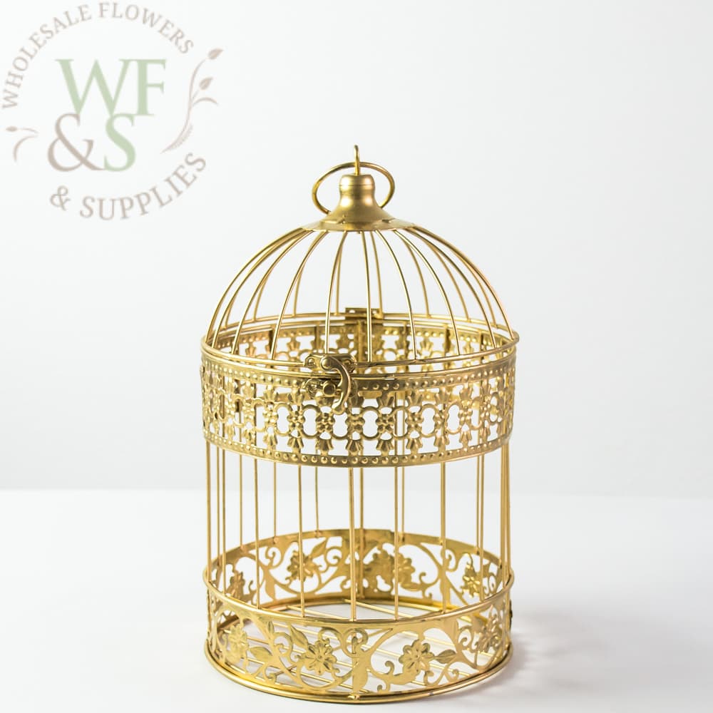 13" Hanging Gold Birdcage Centerpiece