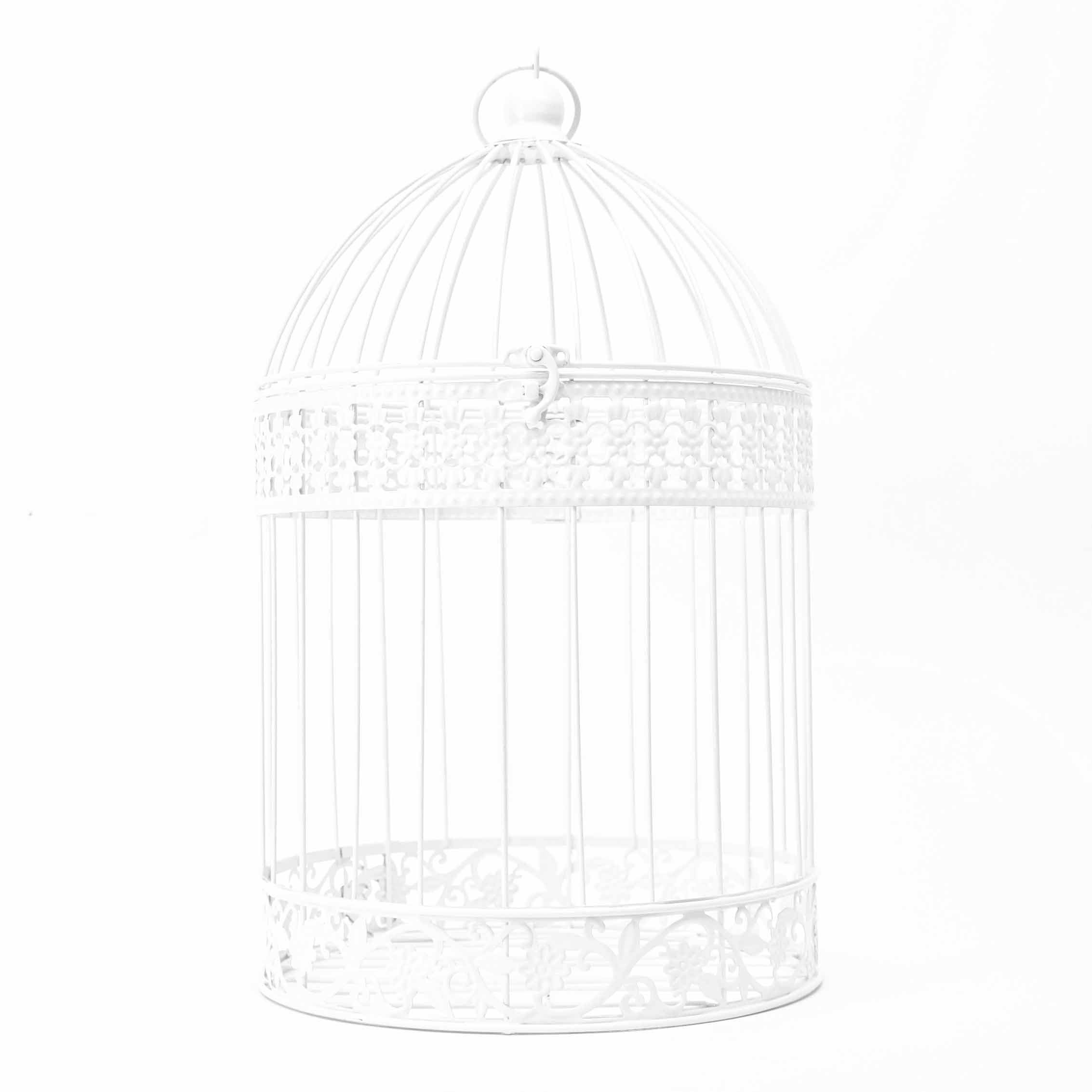 17" Hanging White Birdcage Centerpiece