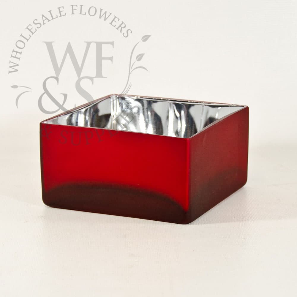 Satin Red Square Vase