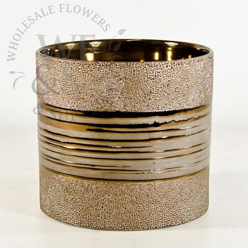Textured Copper Ceramic Cylinder Container