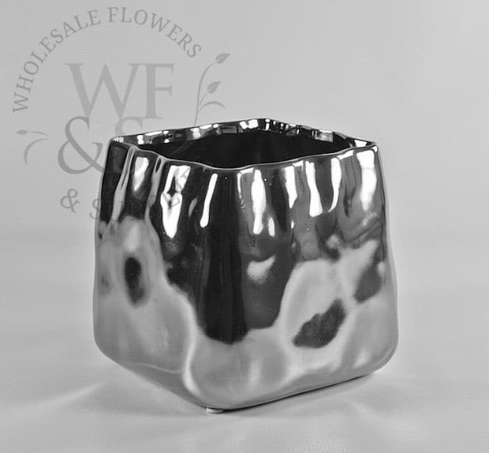 Silver Ceramic Decorative Container