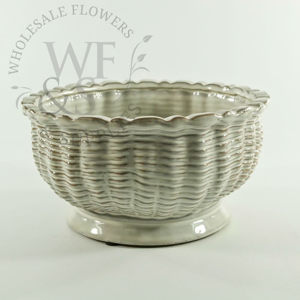White Ceramic Faux Woven Bowl