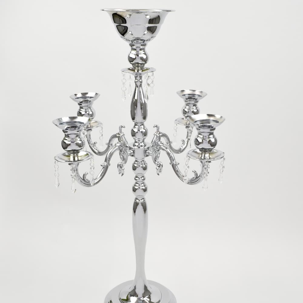 33.5" SilverCandelabra with Crystal Accents