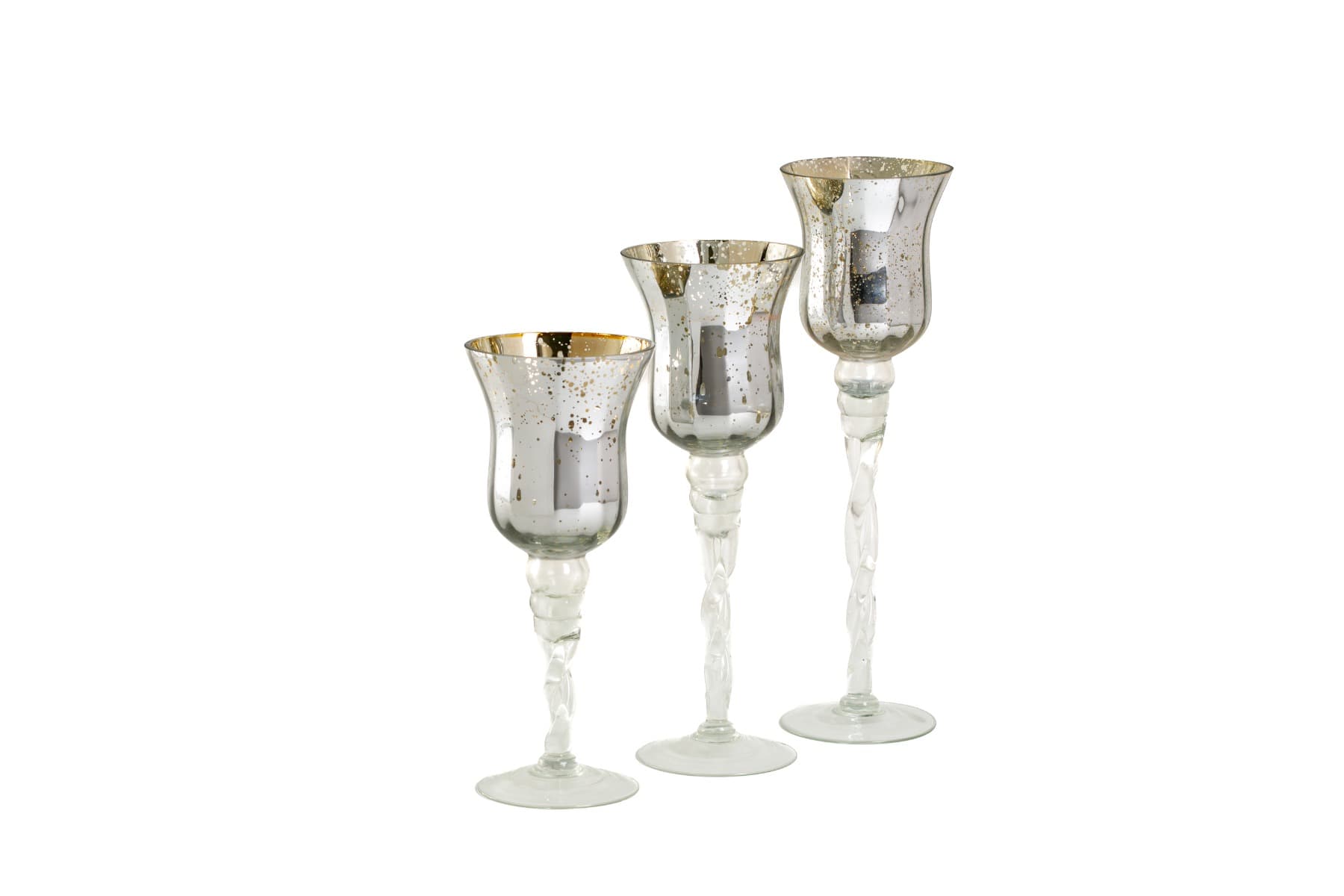 Set of 3 Silver Mercury Glass Vase  Candle holder