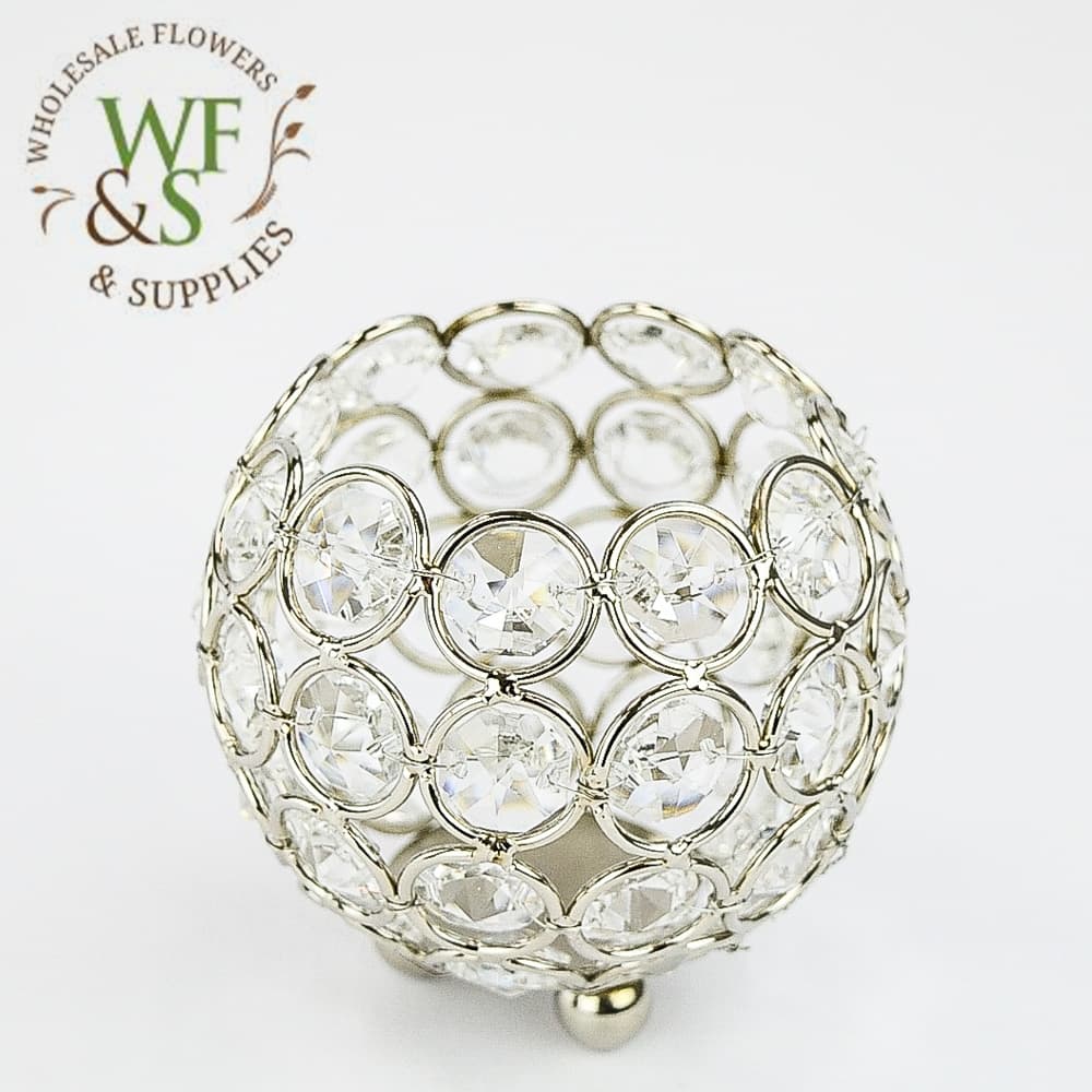 Beaded Round Crystal Candle Holder