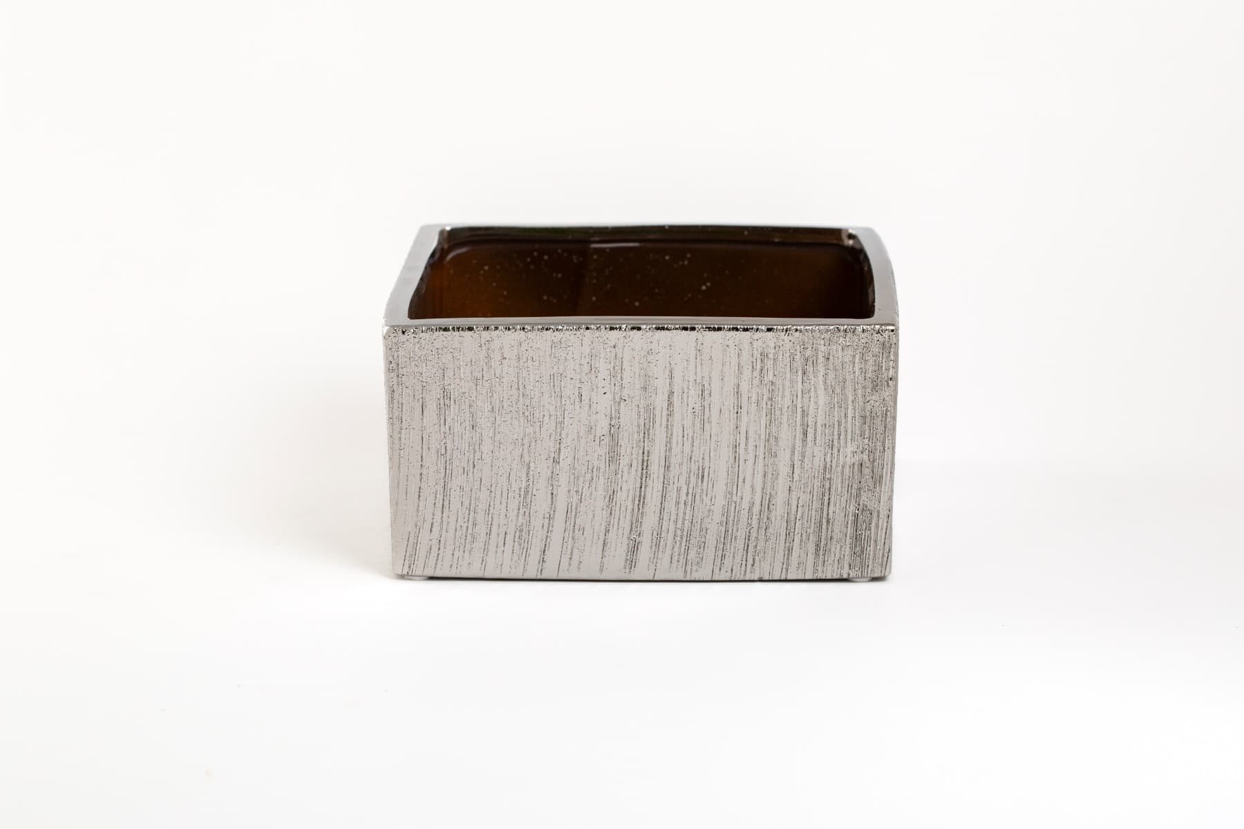 8.5" Silver Etch Ceramic Cube  Vase