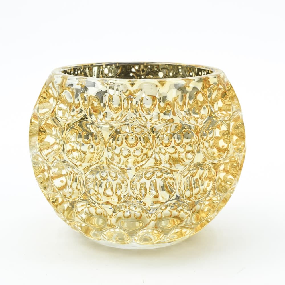 DISC by Vendor 4.5 inch Round Dimpled Glass Vase