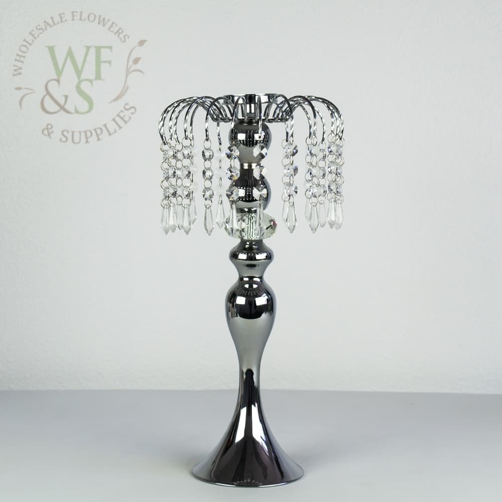 17" Silver Metal Candle Holder Candelabra