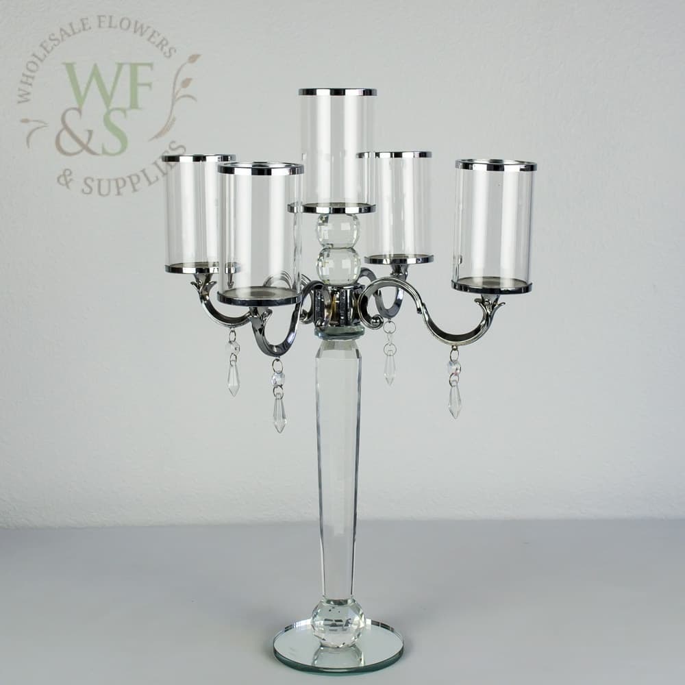 20" Glass Crystal Beaded Candelabra