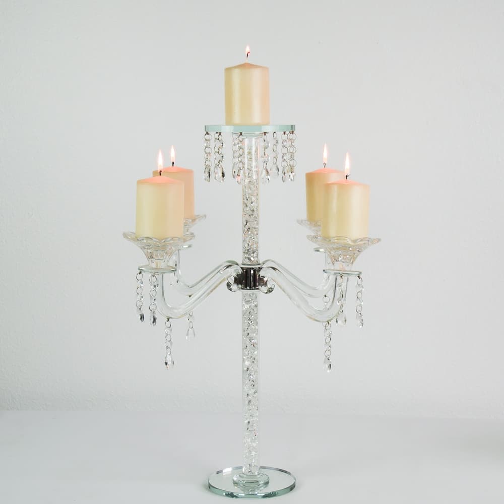 24" Glass Crystal Beaded Chandelier Candelabra