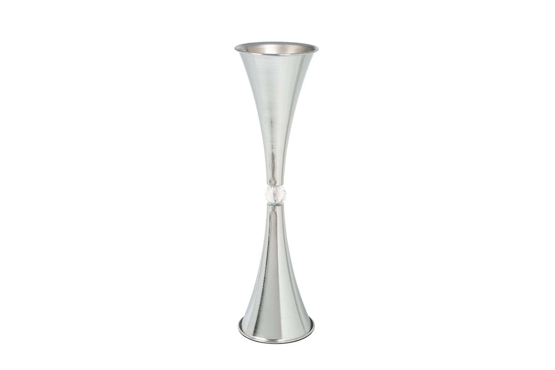 26" Silver Metal Trumpet Vase